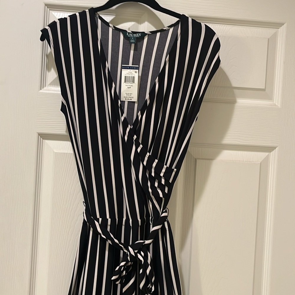Lauren Ralph Lauren black and white striped jump suit NWT size S
